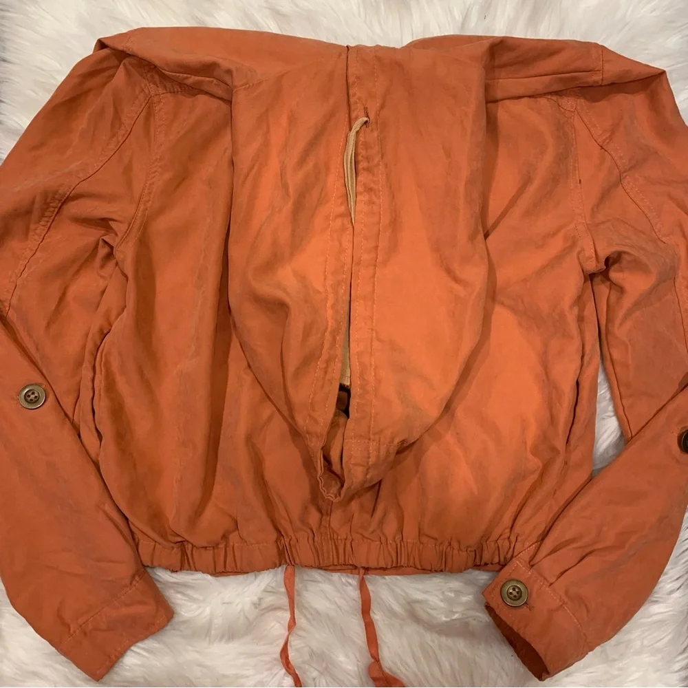 Orange peach zip up cropped hoodie